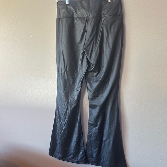 Black Faux Leather Flare Pants - Picture 5 of 5